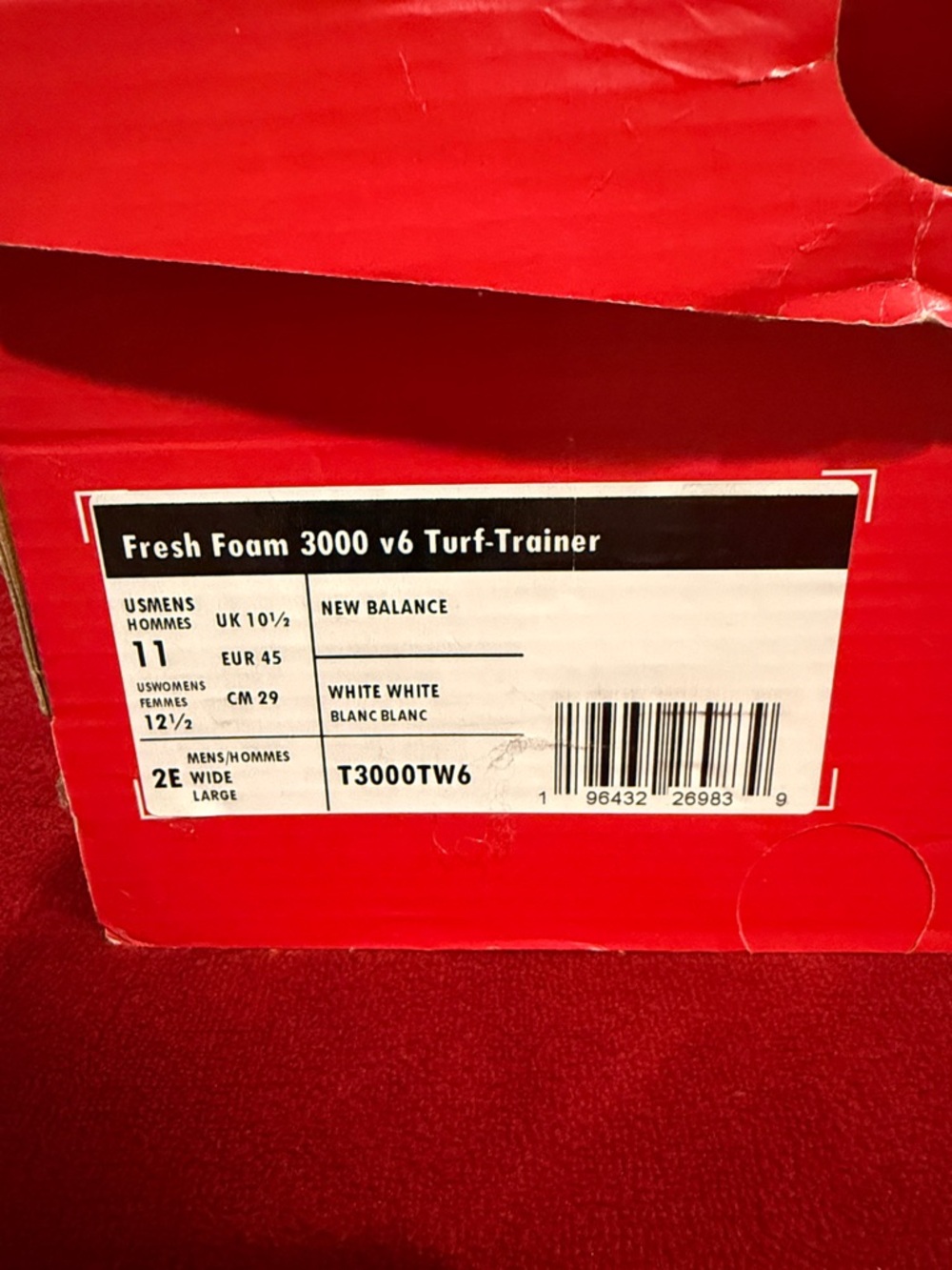 New Balance Fresh Foam 3000 v6 Turf-Trainer White